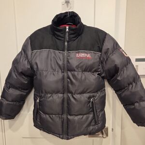 U.S. Polo Assn. Boys Winter Puffer Coat Gray Fleece Lining Ski Snowboard M 10/12